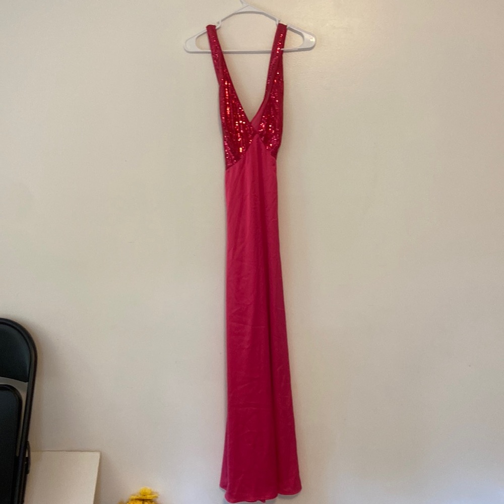 Shimmery long pink dress